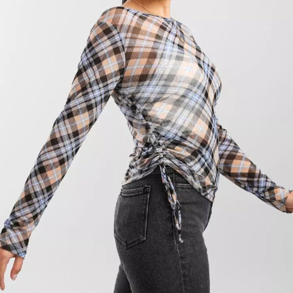 LaLa Land Plaid Mesh Top
